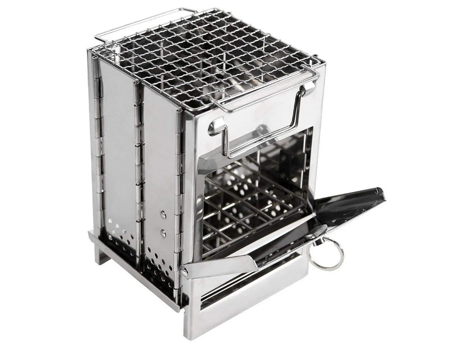 Stove Interactive with Rack Burning Grid Stove Outdoor Cooking Wood Camping Folding Digital-first Portable