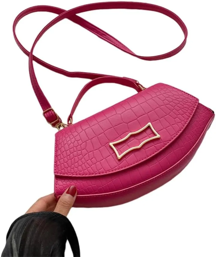 Stylish Crocodiles Pattern PU Handbag Versatile & Fashionable Bag Minimalists Solid Color Pouch for Women Girls
