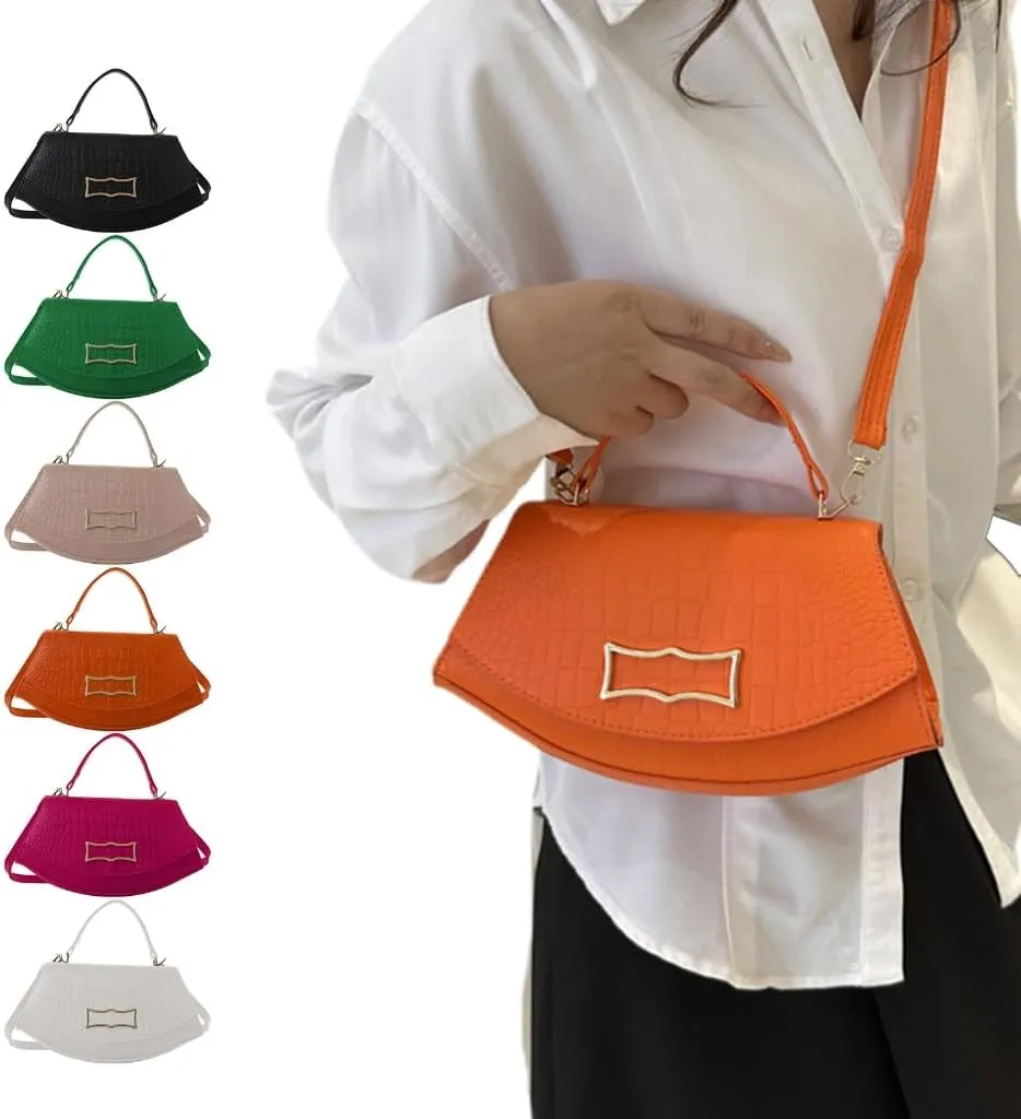 Stylish Crocodiles Pattern PU Handbag Versatile & Fashionable Bag Minimalists Solid Color Pouch for Women Girls