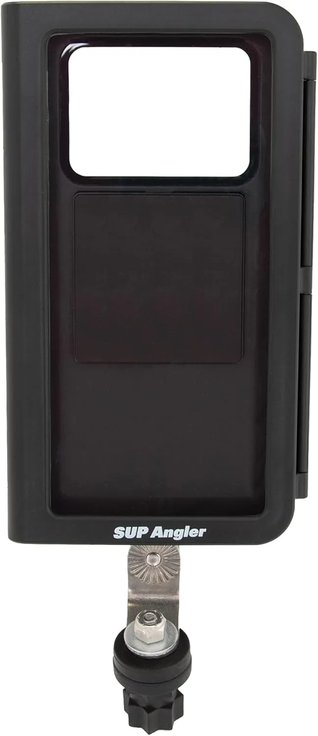 SUP Angler Waterproof Hard Shell Clam Phone Case for Paddleboards, Floats, Touchscreen and Camera Compatible Black