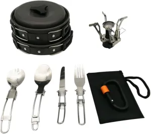 SUPVOX Lightweight Camping Pot Set Outdoor Cooking Utensils Non-Stick Pan Easy to Store Great for Backpacking