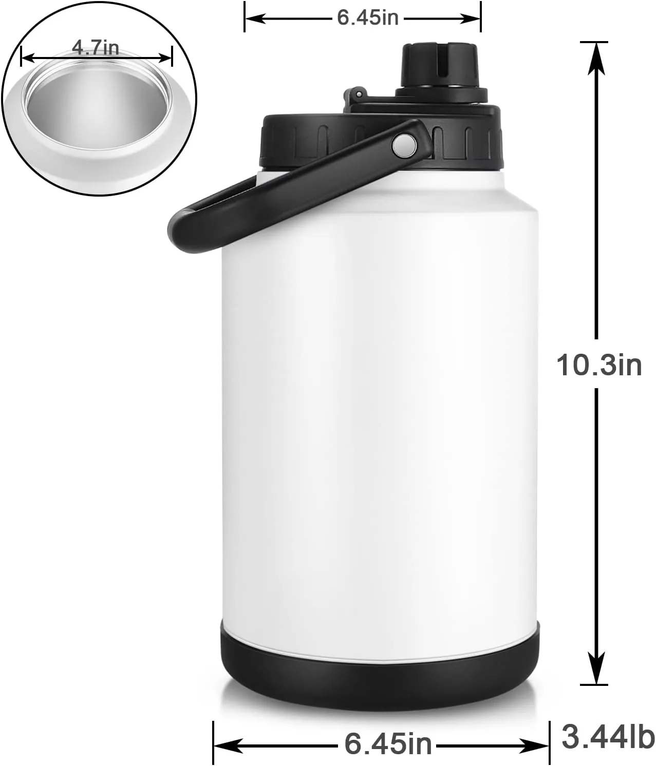 Sursip One Gallon Insulated Water Jug wtih Straw,128 Oz Water Bottle,18/8 Food-grade,Keep Drinking Hot and Cold,Sweat Proof,Great for Travel/Hiking/Camping/Sports/Gaming/Gift(Navy Blue)