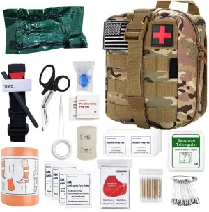 Survival First Aid kit, Professional Survival Gear Equipment Tools First Aid Supplies for SOS Emergency Hiking Hunting Disaster Camping Adventures