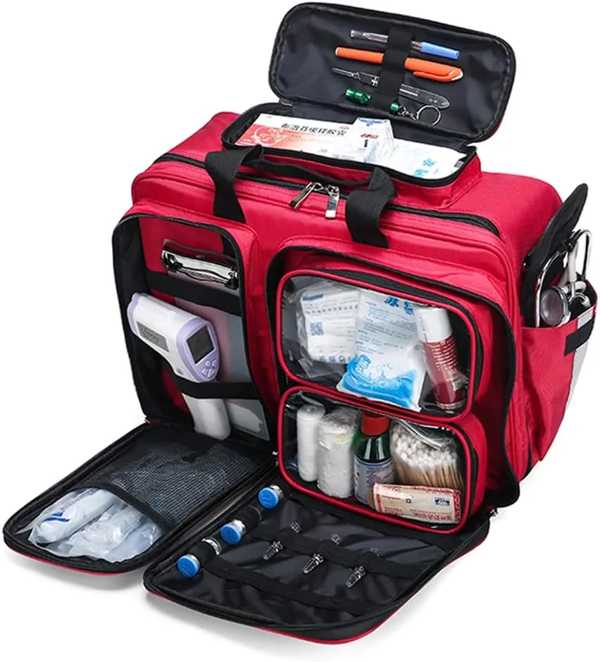 Survival Kit First Aid Kit Empty Tactical Trauma Bag Emergency Kit, First Aid Medical 1st Aid Backpacks Back Pack for First Aid for Camping Hiking Trekking(Red)