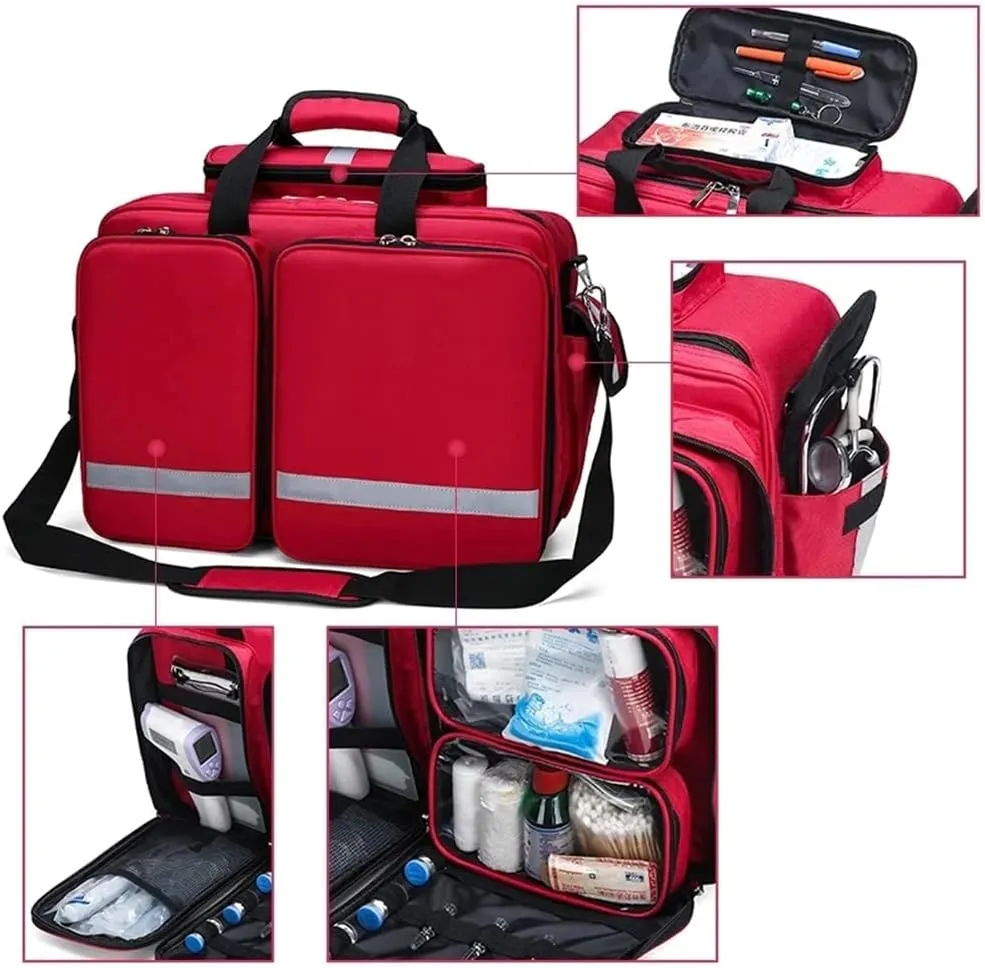 Survival Kit First Aid Kit Empty Tactical Trauma Bag Emergency Kit, First Aid Medical 1st Aid Backpacks Back Pack for First Aid for Camping Hiking Trekking(Red)