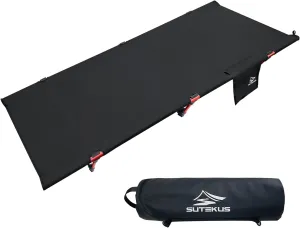 Sutekus Portable Camping Cot, Ultralight & Easy to Set Up, for Outdoor Hiking Travel Beach Mountaineering (Black)
