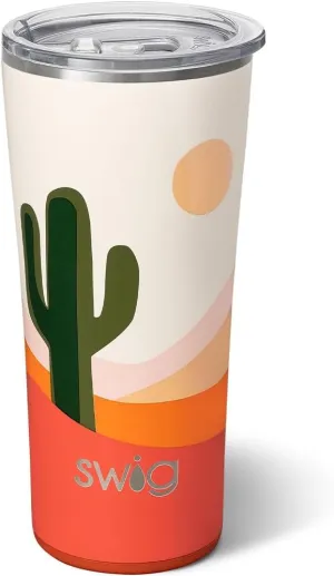Swig Life 22oz Insulated Tumbler, Travel Coffee Tumbler with Lid, Cup Holder Friendly Travel Coffee Mug, Stainless Steel Thermos (Boho Desert)