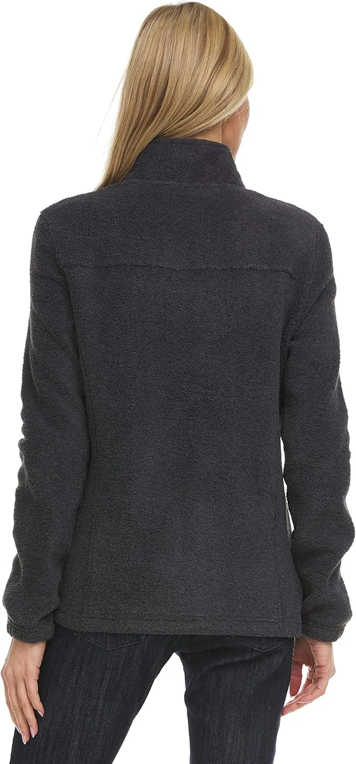 Swiss Alps Womens Lightweight Full-Zip Polar Soft Fleece Jacket Long-Sleeve Outdoor Coat with Pockets for Fall Winter