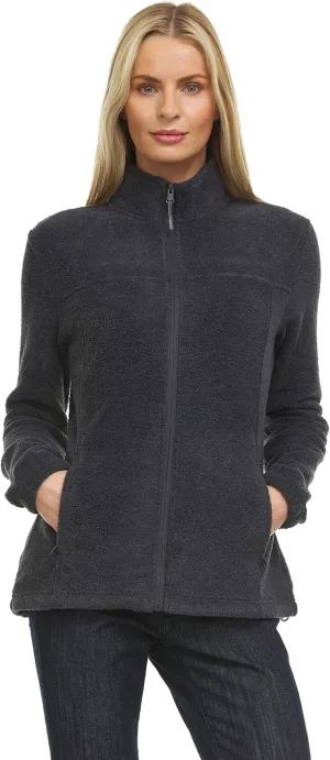 Swiss Alps Womens Lightweight Full-Zip Polar Soft Fleece Jacket Long-Sleeve Outdoor Coat with Pockets for Fall Winter