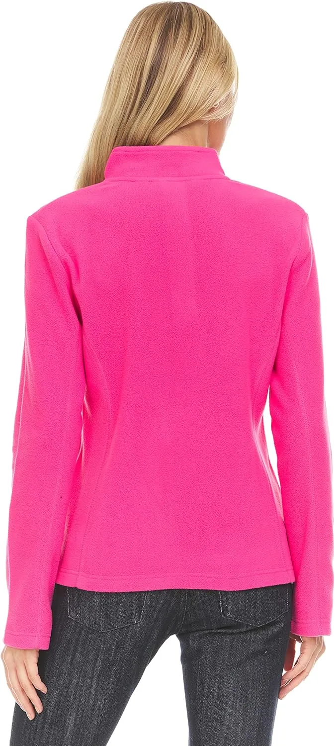 Swiss Alps Womens Quarter Zip Pullover Fleece Stand Collar Long Sleeve Polar Soft Lightweight Sweatshirt Jacket