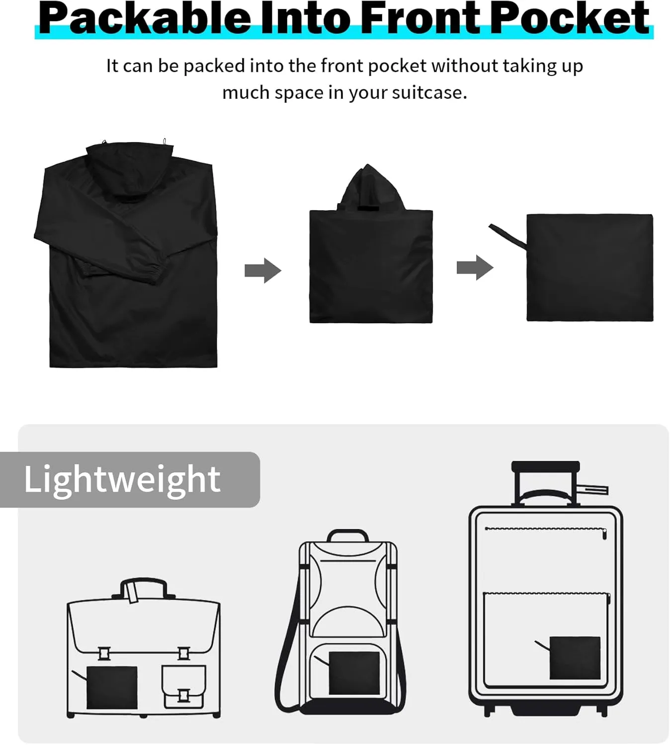 SWISSWELL Men's Rain Jacket Waterproof Lightweight Packable Pullover Windbreaker with Hood for Travel Hiking Golf