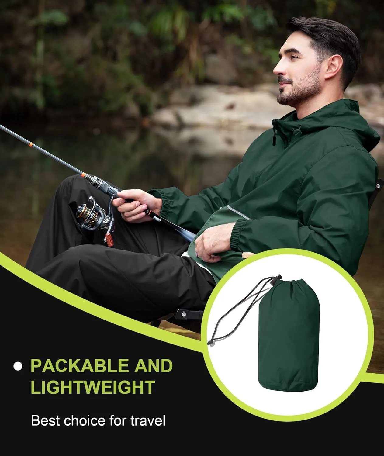 SWISSWELL Men's Rain Jacket Windbreaker Packable,Lightweight Golf Rain Coat Inner Pocket for Camping Hiking Cycling