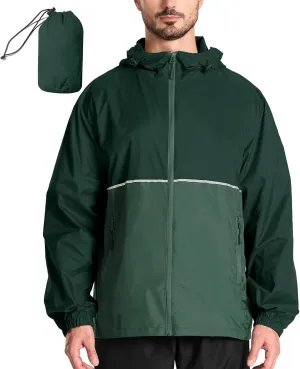 SWISSWELL Men's Rain Jacket Windbreaker Packable,Lightweight Golf Rain Coat Inner Pocket for Camping Hiking Cycling