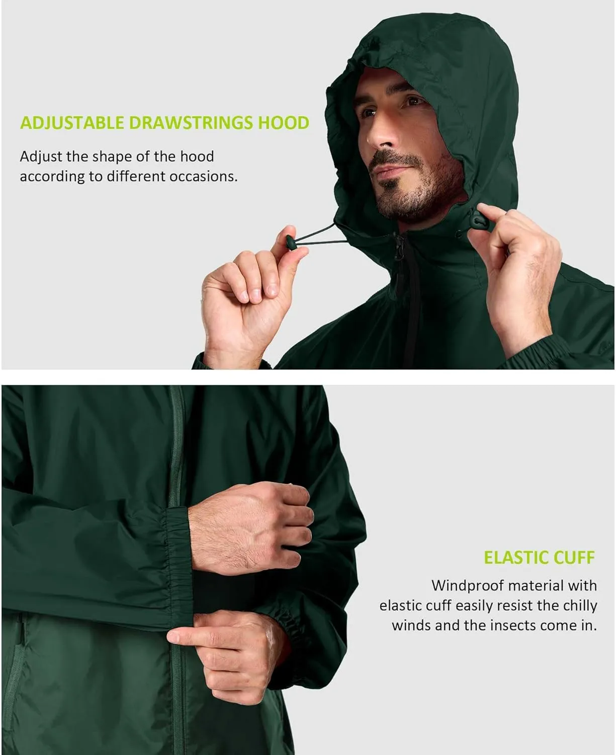 SWISSWELL Men's Rain Jacket Windbreaker Packable,Lightweight Golf Rain Coat Inner Pocket for Camping Hiking Cycling
