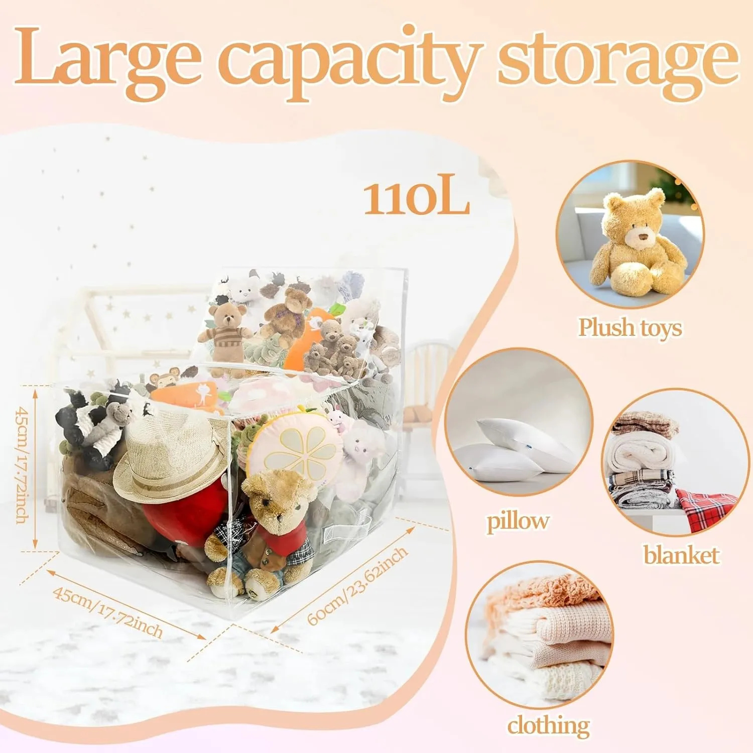 SXBCyan Bean Bag Chair Cover Clear PVC Bean Bag Cover Waterproof Toddler Bean Bag Chair Cover Large Capacity Stuffed Animal Bean Bag