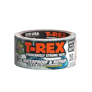 T-Rex Flexible Waterproof Tape - Heavy Duty Adhesive Waterproofing Tape for Repair, Leaks, Roof Patches - Extreme Weather & UV Resistance - White, 1.88" x 30 ft. (Pack of 1)