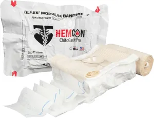 TacMed Solutions 4” Flat OLAES Hemostatic Trauma Bandage with HemCon ChitoGauze PRO, 4" W x 7" L x 2.5" D Hemostatic Compression Bandage - Latex-Free Emergency Wound Dressing