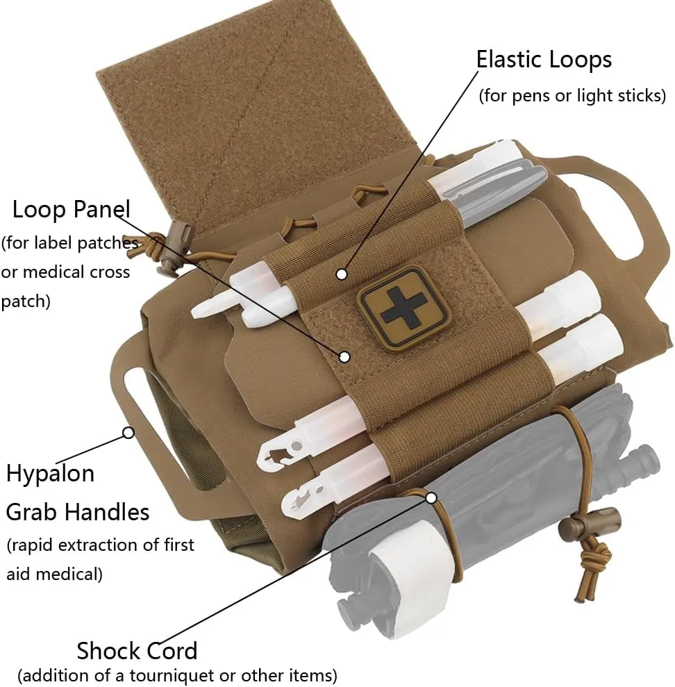 Tactical IFAK Pouch,Rapid Tear-Away Two-Piece System First Aid Kit Medical Pouches Emergency Survival Bag