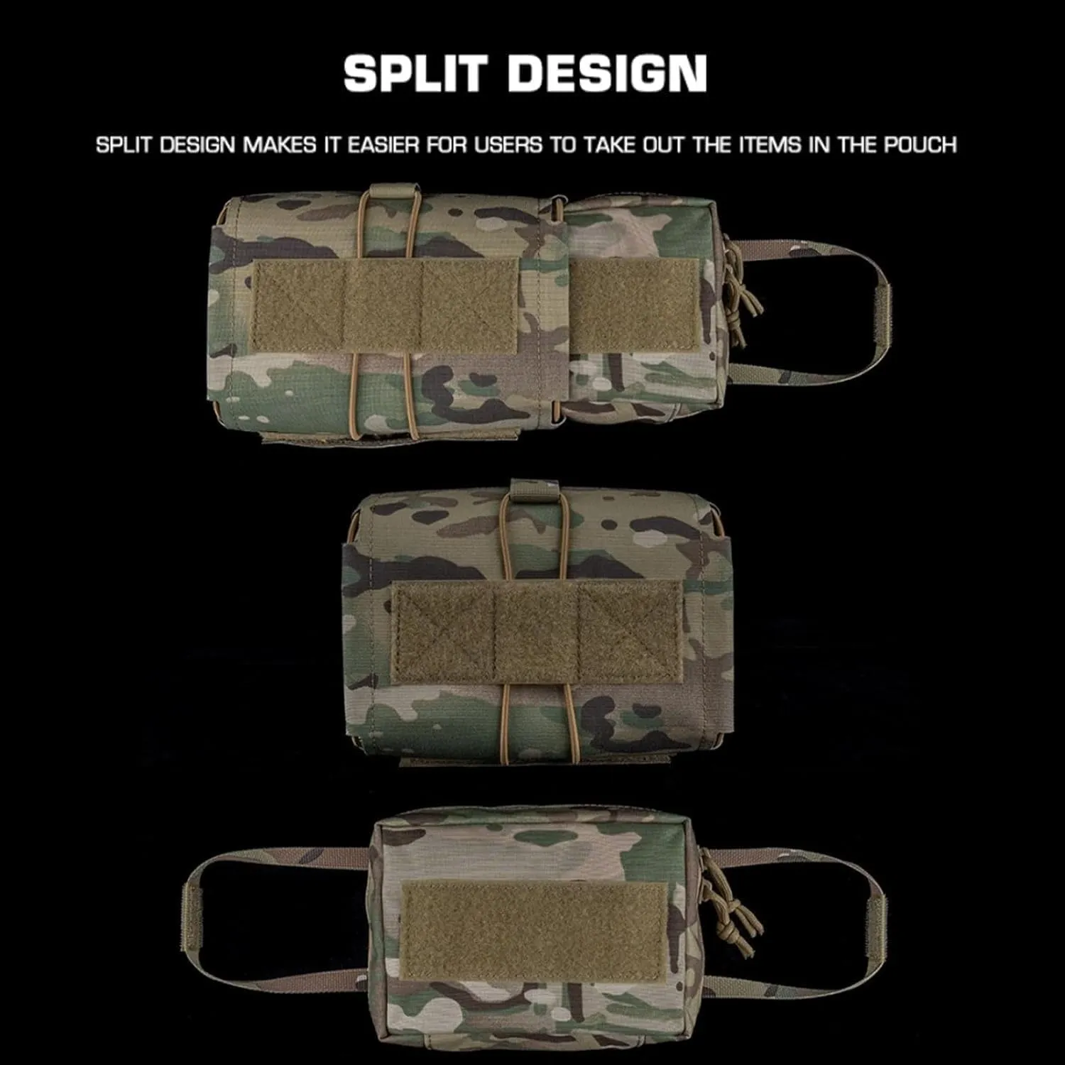 Tactical Level Pull First Aid Bag Quick Detach Molle Medical Bag with Bag Detach Designed for Hunting Camping (CP)