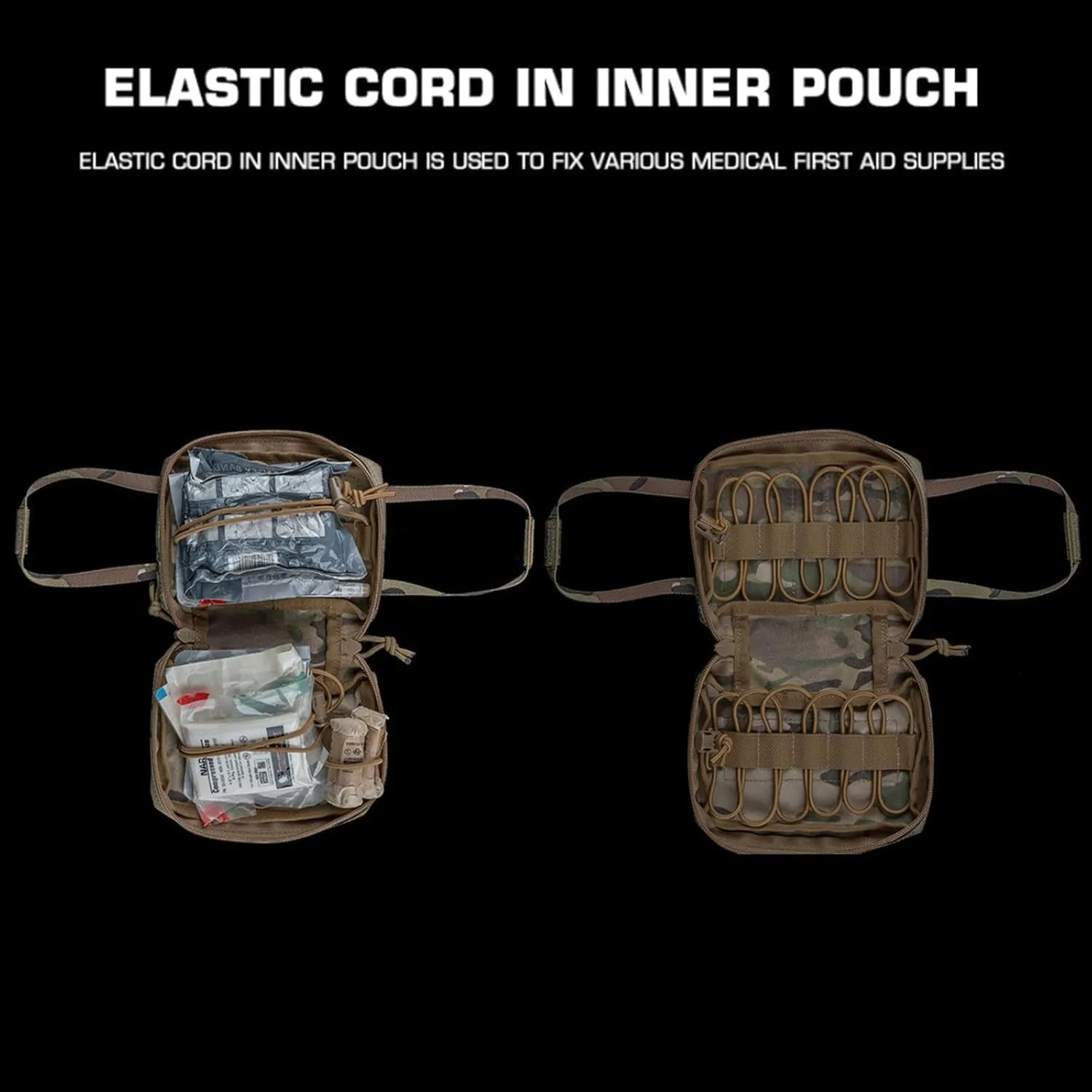 Tactical Level Pull First Aid Bag Quick Detach Molle Medical Bag with Bag Detach Designed for Hunting Camping (CP)