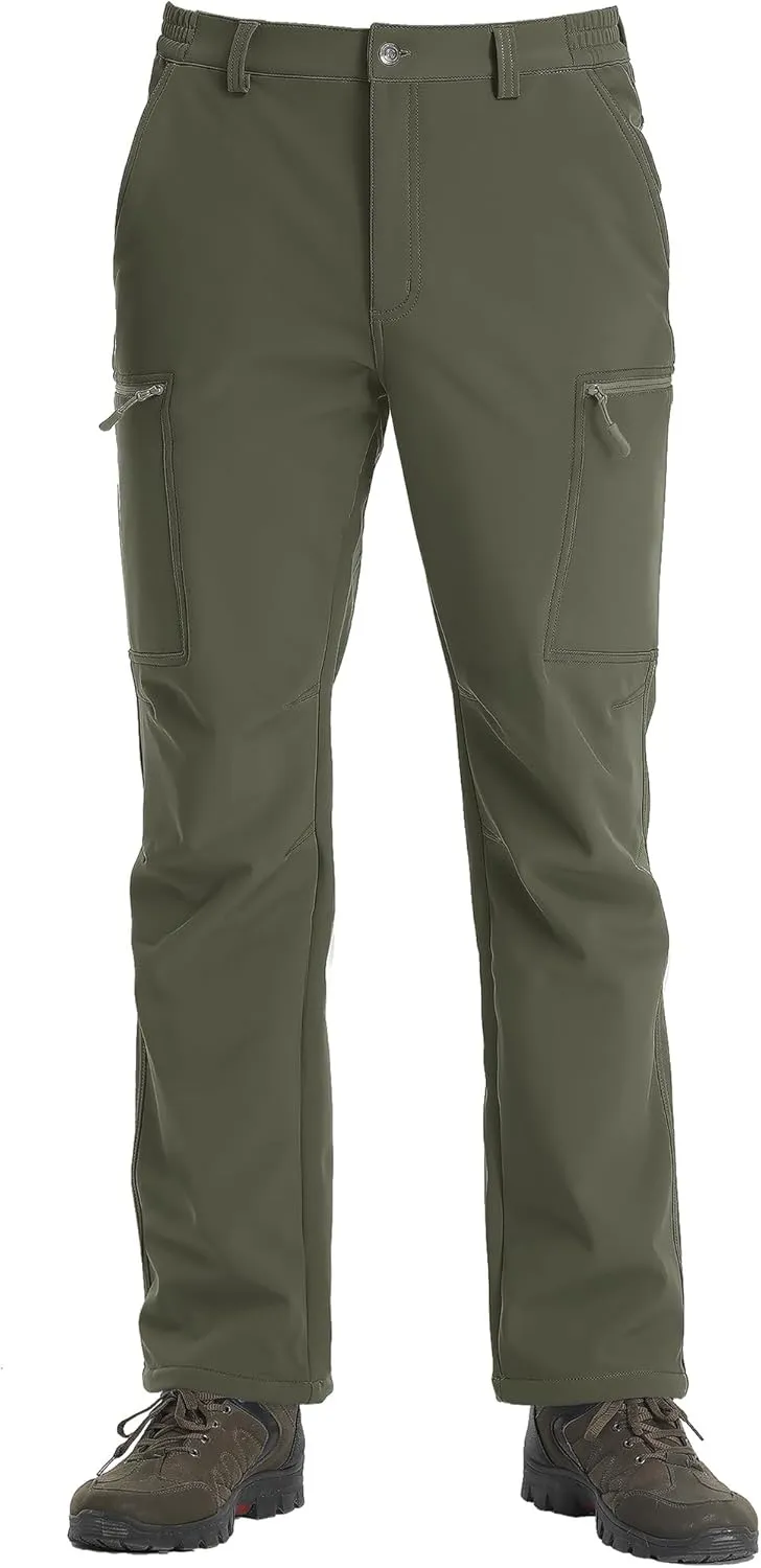 TACVASEN Men's Hiking Pants Fleece Lined Cargo Work Pants with 5 Pockets for Fishing Camping Travel