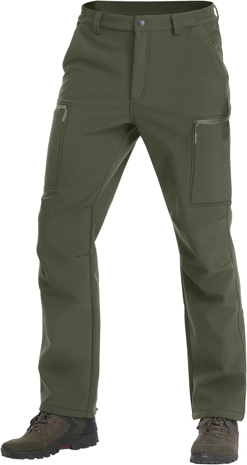 TACVASEN Men's Hiking Pants Fleece Lined Cargo Work Pants with 5 Pockets for Fishing Camping Travel