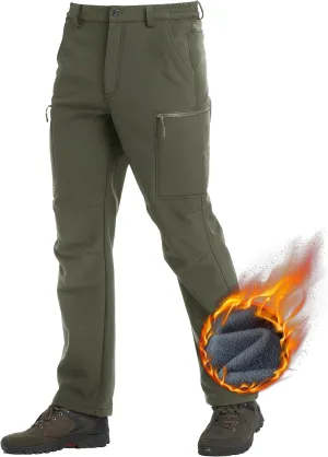 TACVASEN Men's Hiking Pants Fleece Lined Cargo Work Pants with 5 Pockets for Fishing Camping Travel