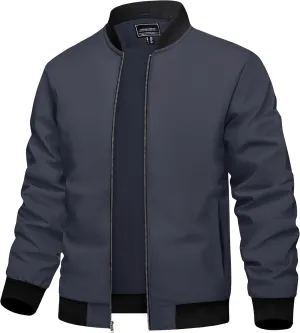 TACVASEN Men's Lightweight Jacket Spring Bomber Fall Windbreaker Casual Stylish Coats with Pockets