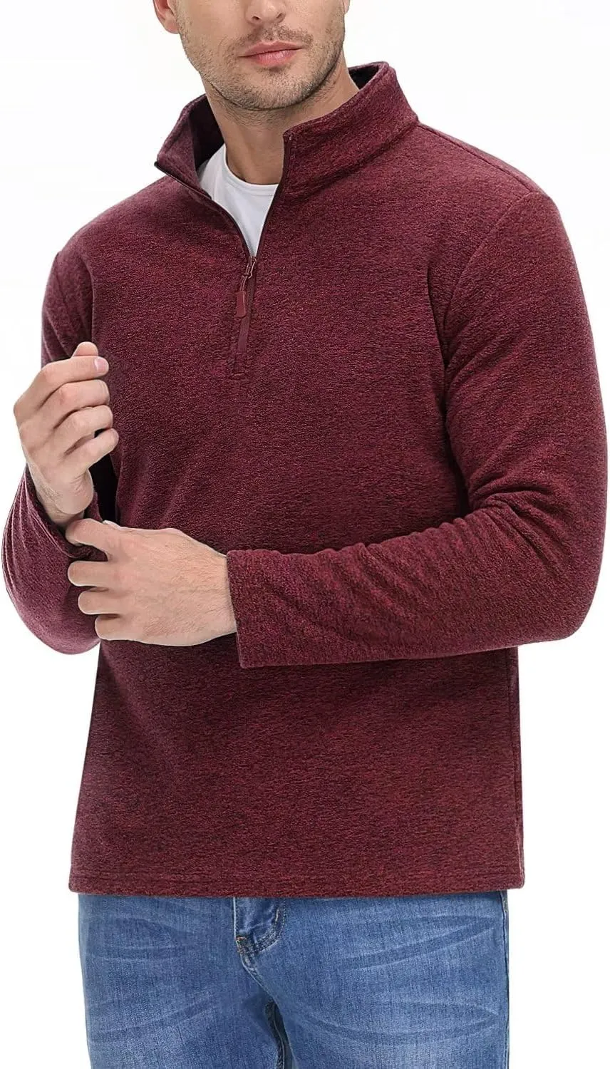TACVASEN Mens Quarter Zip Sweatshirt Long Sleeve Pullover 1/4 Zip Up Golf Shirt for Men Winter Fleece Lined Thermal Sweater