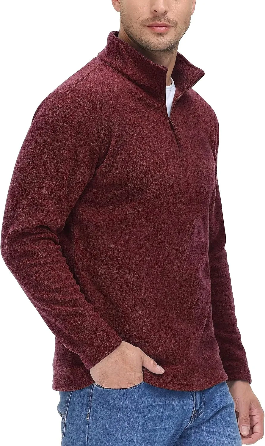 TACVASEN Mens Quarter Zip Sweatshirt Long Sleeve Pullover 1/4 Zip Up Golf Shirt for Men Winter Fleece Lined Thermal Sweater