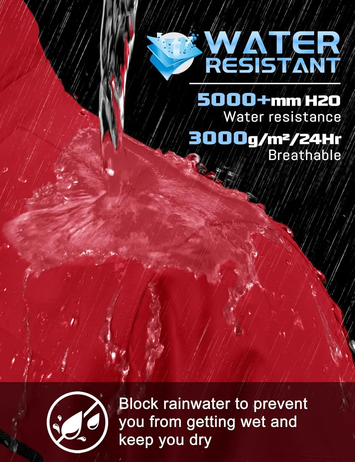 TACVASEN Men's Rain Jacket Lightweight Windbreaker with Hooded Water Resistant Outdoor Raincoat for Hiking Travel Camping