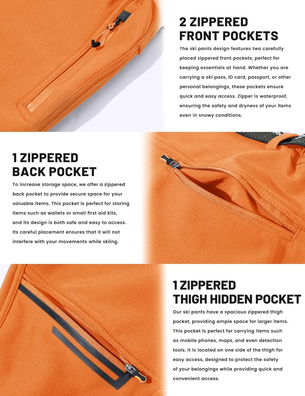 TACVASEN Men's Snow Ski Pants Windproof Snowboard Pants for Men Water Resistant Hiking Pants Fleece Lined Winter Working