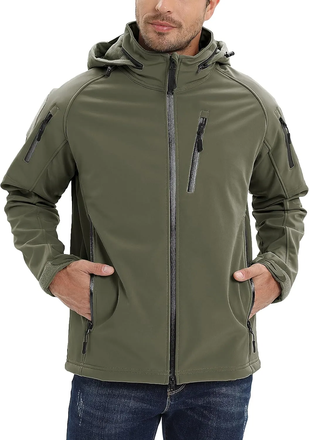 TACVASEN Men's Special Ops Military Jacket Water Resistant Windproof Tactical Winter Zip Up Rain Coat Hunting Outdoors