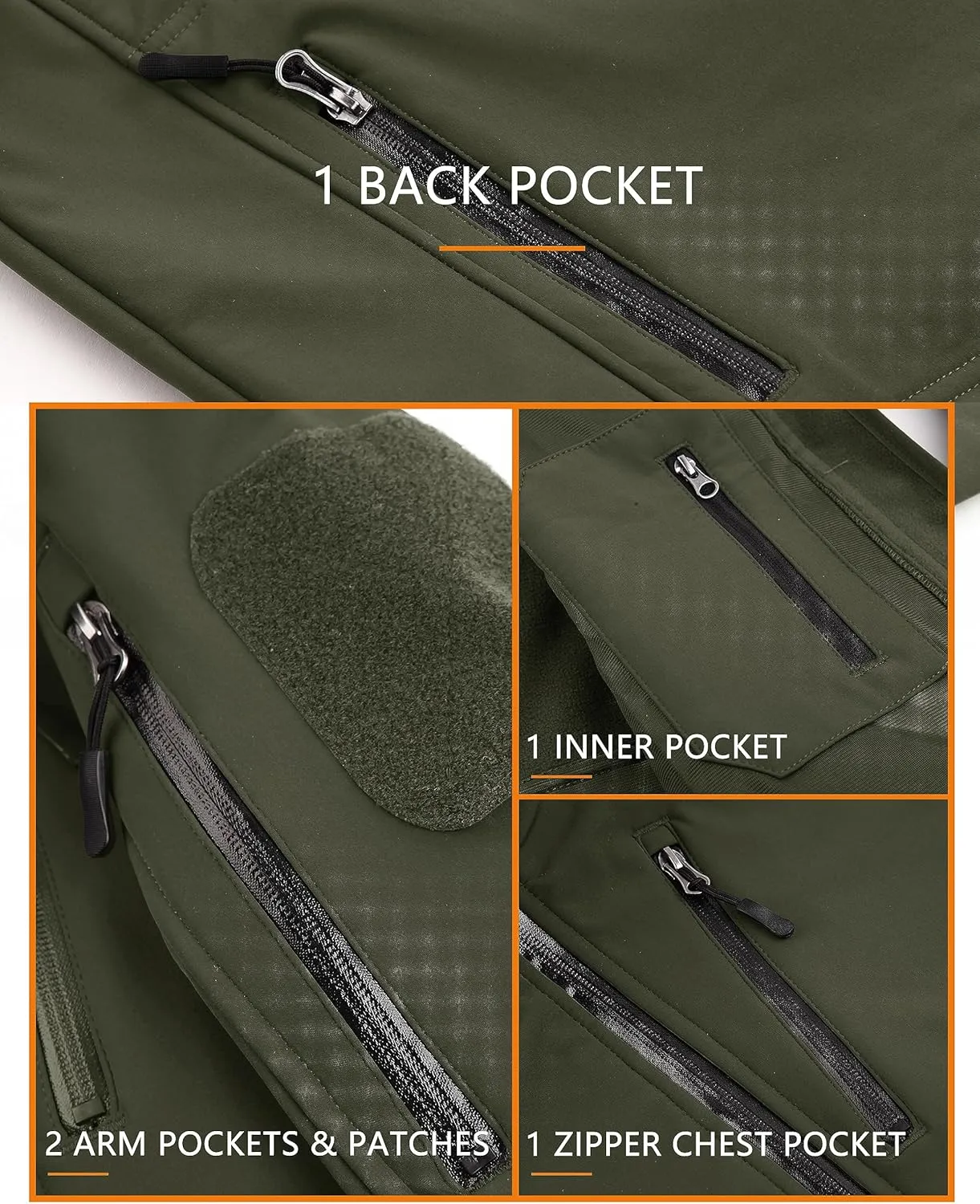 TACVASEN Men's Special Ops Military Jacket Water Resistant Windproof Tactical Winter Zip Up Rain Coat Hunting Outdoors
