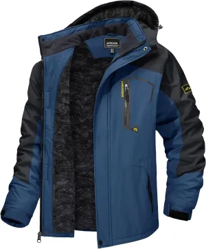 TACVASEN Men's Winter Skiing Jackets Water Resistant Fleece Coats Insulated Thermal Snowboard Jacket Parka Raincoat with Hood