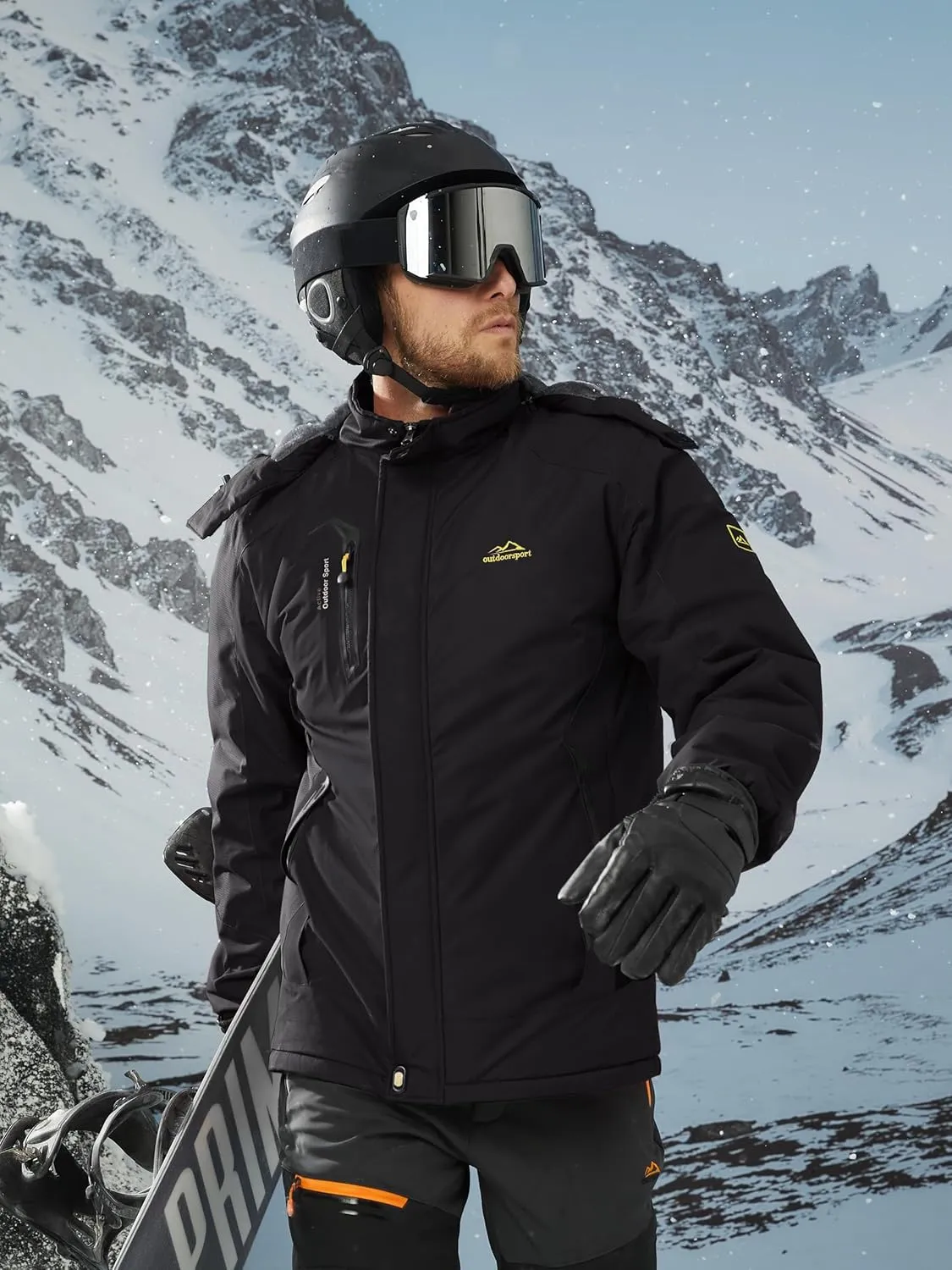 TACVASEN Winter Jacket Men's Water-Resistant Fleece Jacket Snow Ski Jacket Military Tactical Jacket Coat Parka Hood Raincoat
