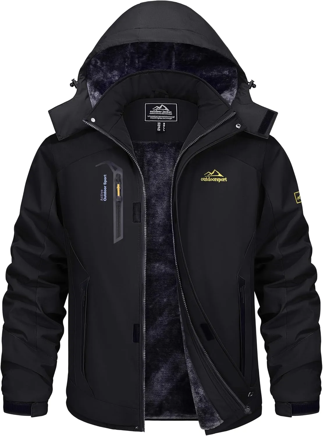 TACVASEN Winter Jacket Men's Water-Resistant Fleece Jacket Snow Ski Jacket Military Tactical Jacket Coat Parka Hood Raincoat