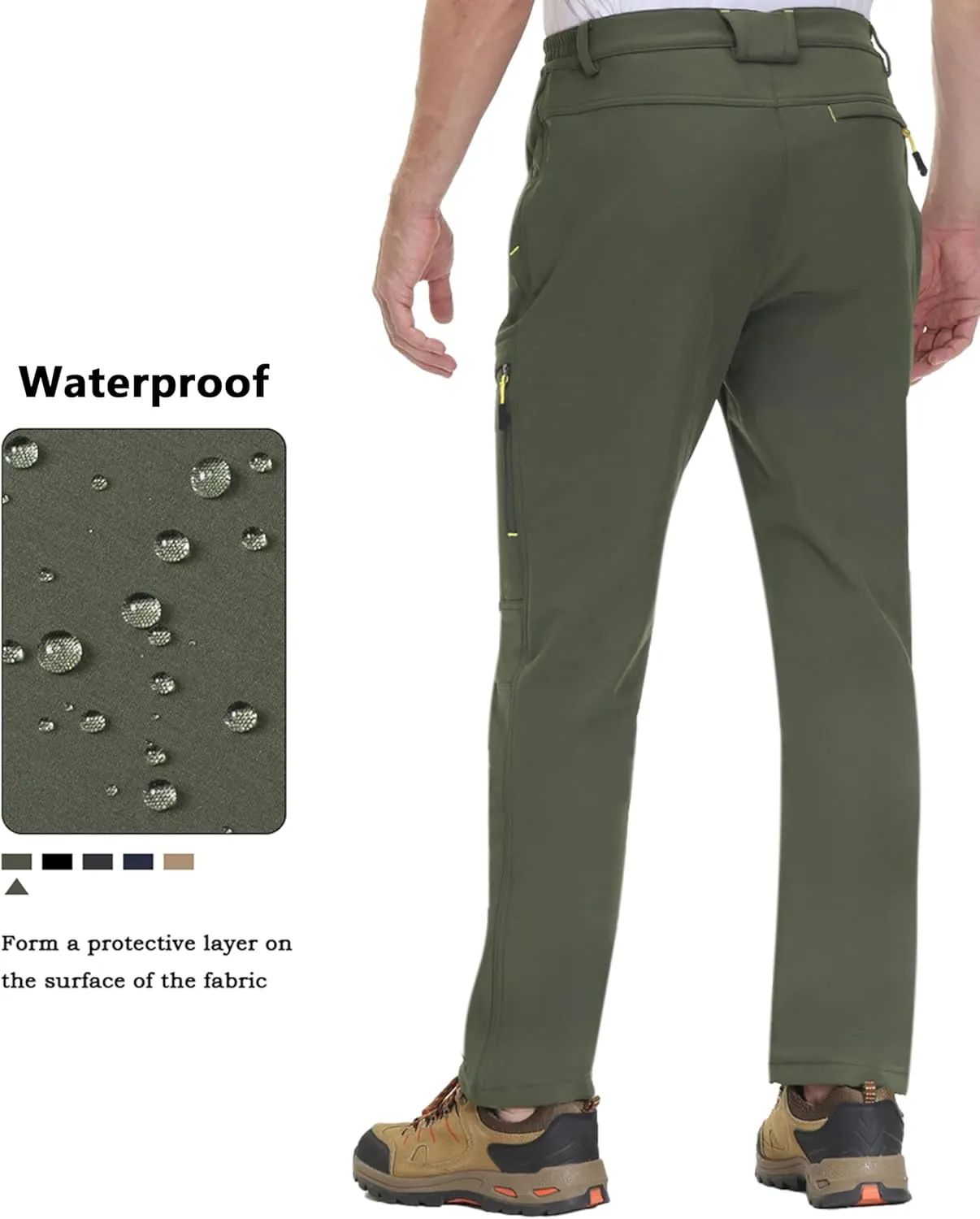 TACVASEN Winter Pants for Men Fleece Lined Waterproof Pants Insulated Hiking Pant for Ski Snowboard Outdoor Work Hunting