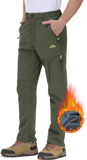 TACVASEN Winter Pants for Men Fleece Lined Waterproof Pants Insulated Hiking Pant for Ski Snowboard Outdoor Work Hunting