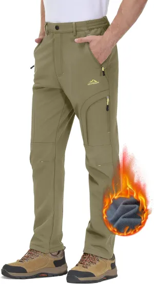TACVASEN Winter Pants for Men Fleece Lined Waterproof Pants Insulated Hiking Pant for Ski Snowboard Outdoor Work Hunting