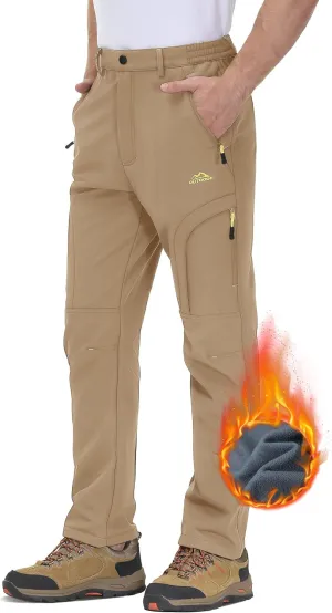 TACVASEN Winter Pants for Men Fleece Lined Waterproof Pants Insulated Hiking Pant for Ski Snowboard Outdoor Work Hunting