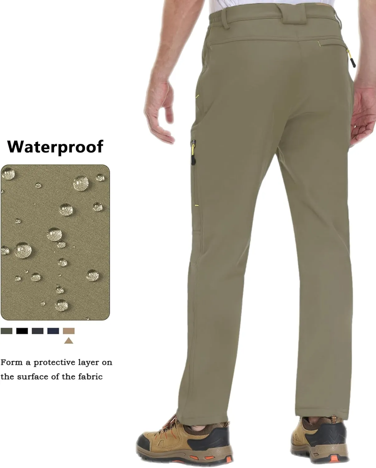 TACVASEN Winter Pants for Men Fleece Lined Waterproof Pants Insulated Hiking Pant for Ski Snowboard Outdoor Work Hunting