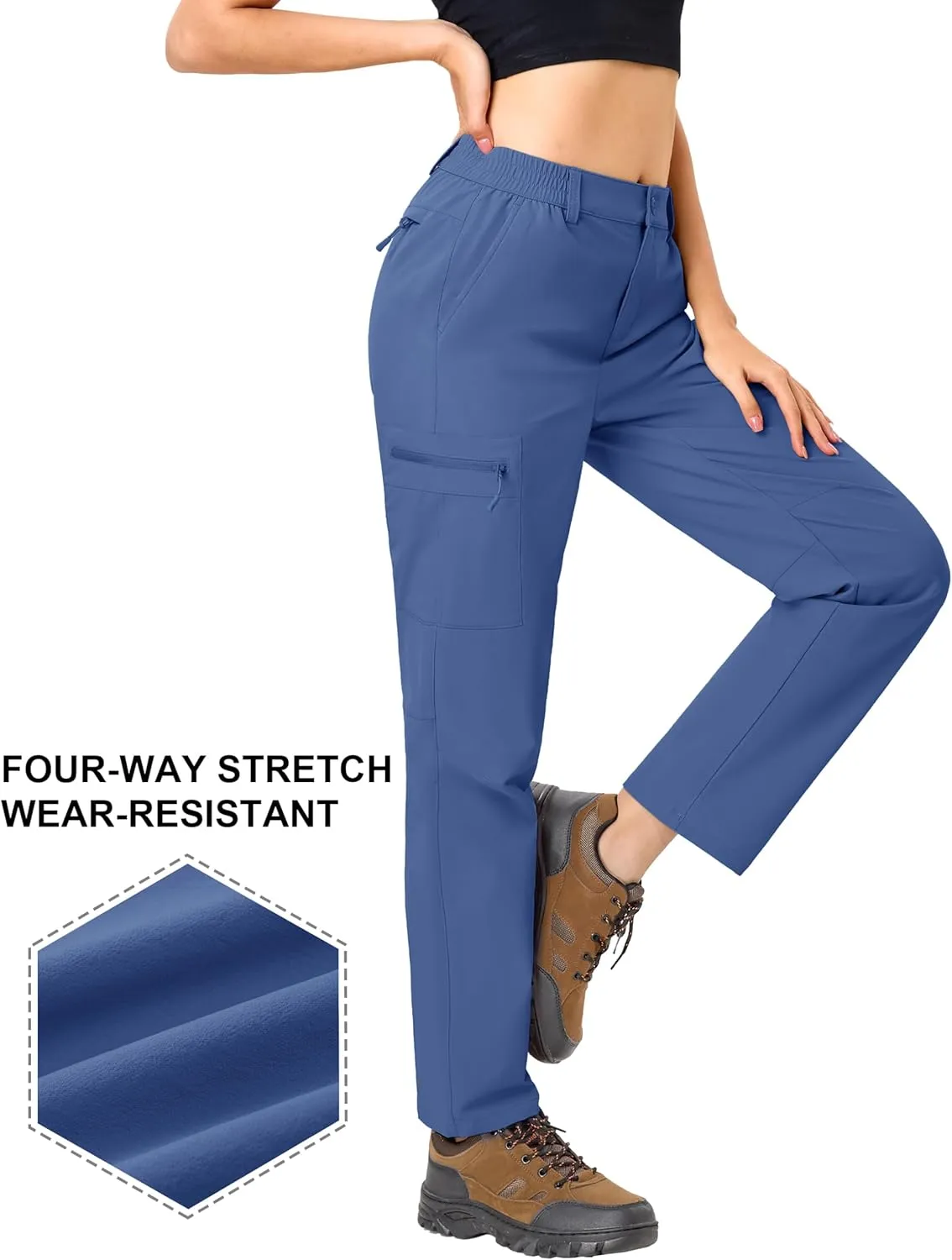 TACVASEN Women's Hiking Cargo Pants Lightweight Water Resistant Quick Dry Outdoor Work Mountain Trouser Zipper Pockets