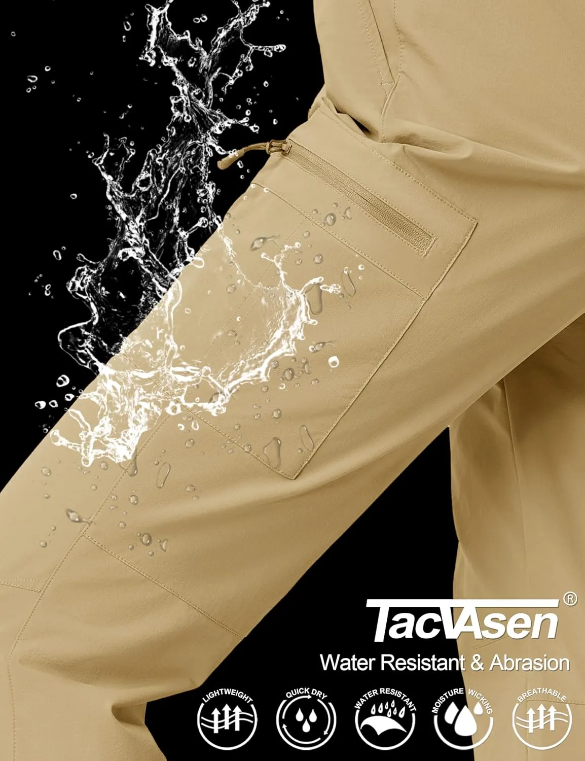TACVASEN Women's Hiking Cargo Pants Lightweight Water Resistant Quick Dry Outdoor Work Mountain Trouser Zipper Pockets