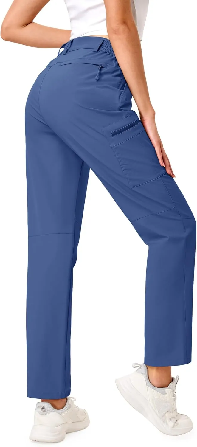 TACVASEN Women's Hiking Cargo Pants Lightweight Water Resistant Quick Dry Outdoor Work Mountain Trouser Zipper Pockets