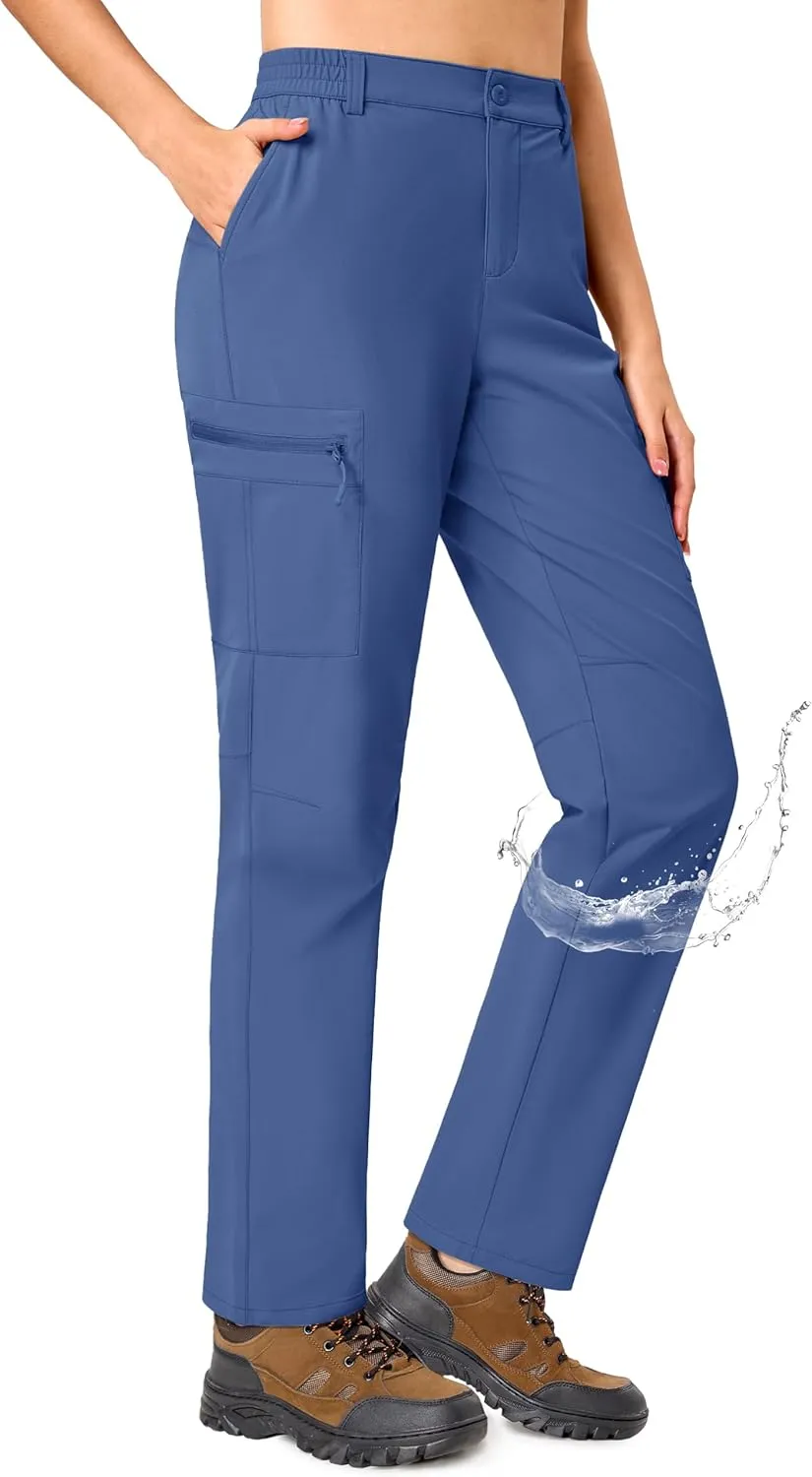 TACVASEN Women's Hiking Cargo Pants Lightweight Water Resistant Quick Dry Outdoor Work Mountain Trouser Zipper Pockets