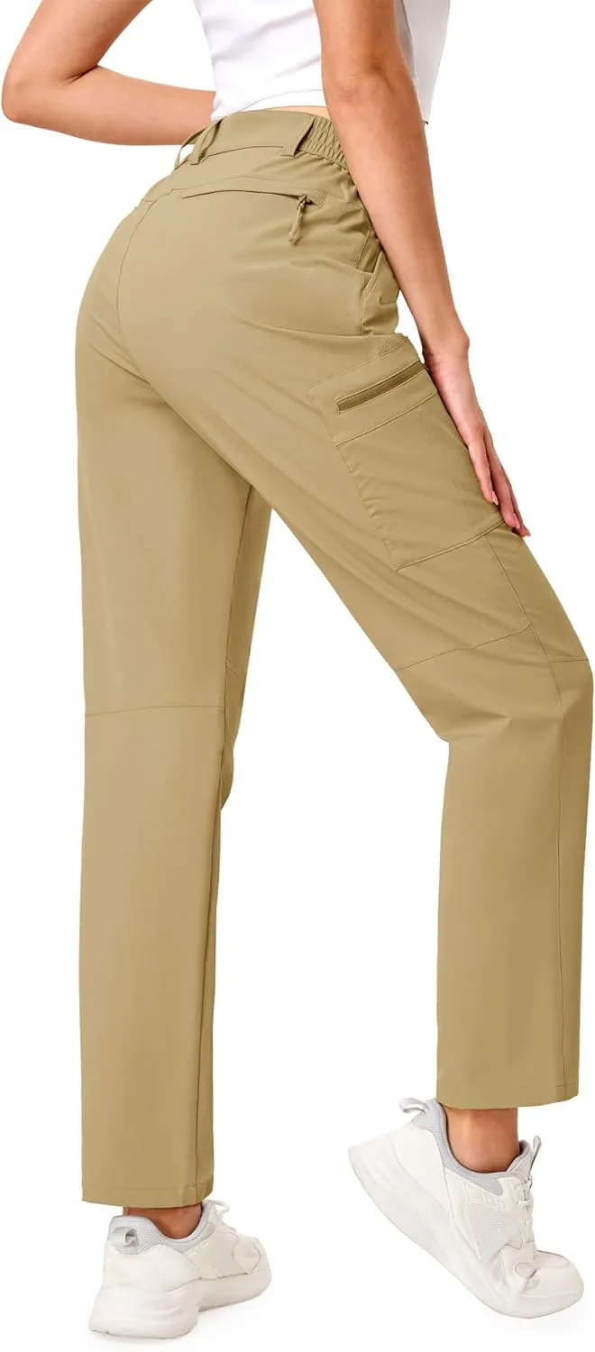 TACVASEN Women's Hiking Cargo Pants Lightweight Water Resistant Quick Dry Outdoor Work Mountain Trouser Zipper Pockets