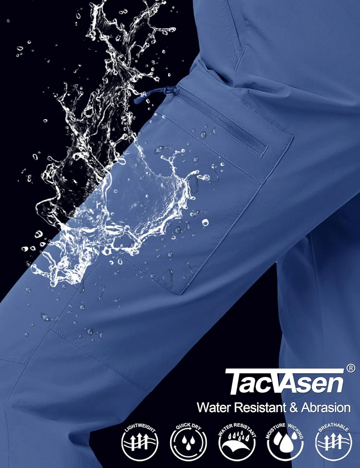 TACVASEN Women's Hiking Cargo Pants Lightweight Water Resistant Quick Dry Outdoor Work Mountain Trouser Zipper Pockets