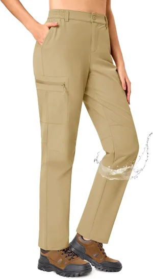 TACVASEN Women's Hiking Cargo Pants Lightweight Water Resistant Quick Dry Outdoor Work Mountain Trouser Zipper Pockets