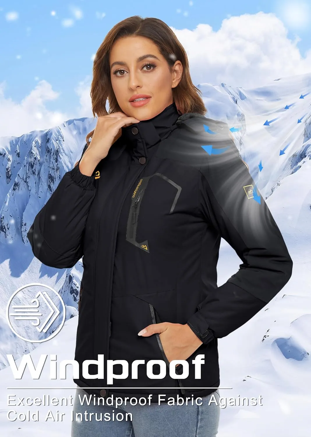 TACVASEN Women's Winter Jacket Waterproof Ski Jacket Hooded Fleece Lined Warm Snow Coat Mountain Windproof Rain Windbreaker